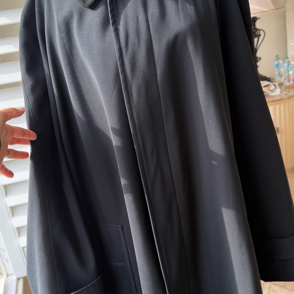 Burberry London Black Polyester Trench Coat L/XL size 44 (missing 3 buttons)
